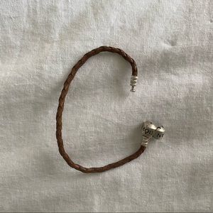 Brown leather braided Pandora bracelet